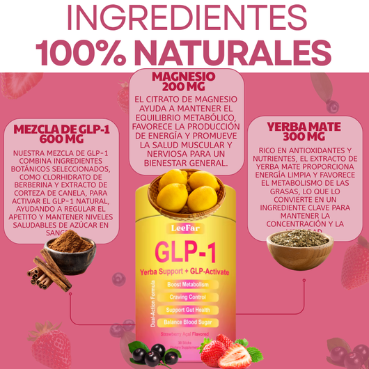 Naturox Cutting Mix – Apoyo Dual para Antojos y Metabolismo | Berberina, Cromo, 5-HTP, Yerba Mate y Magnesio | Apoya el Camino GLP-1, Azúcar en Sangre y Salud Intestinal | Sabor Fresa Açaí – 30 Porciones